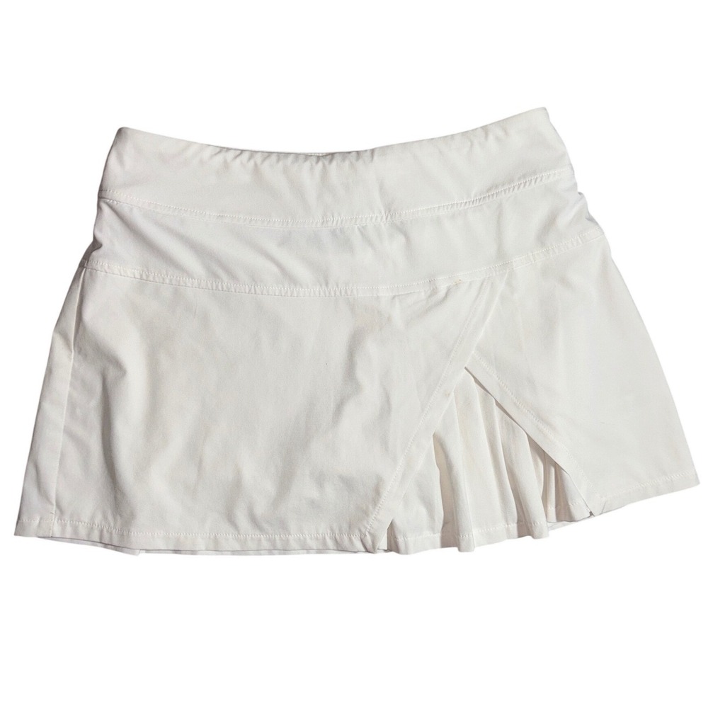Athleta Womens White Pleated Wrap‎ Skort Tennis Golf Active Skirt Small Pocket